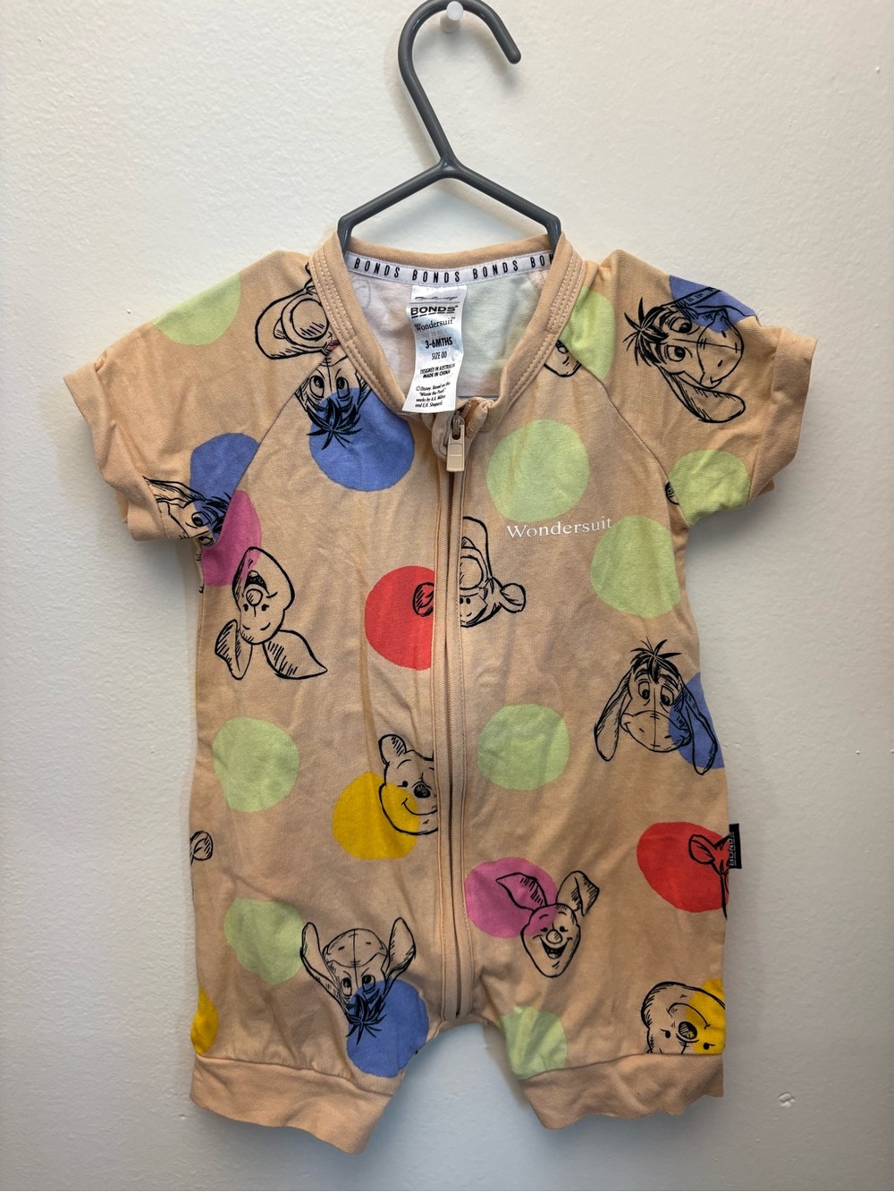 BONDS Winnie the Pooh Shortie/Romper - Beige and Polka Dots 🐻